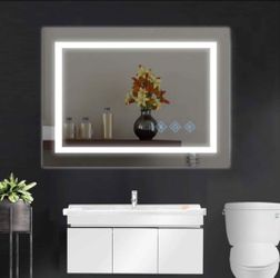 32×34 LED Backlit Bathroom Mirror with Touch Controls