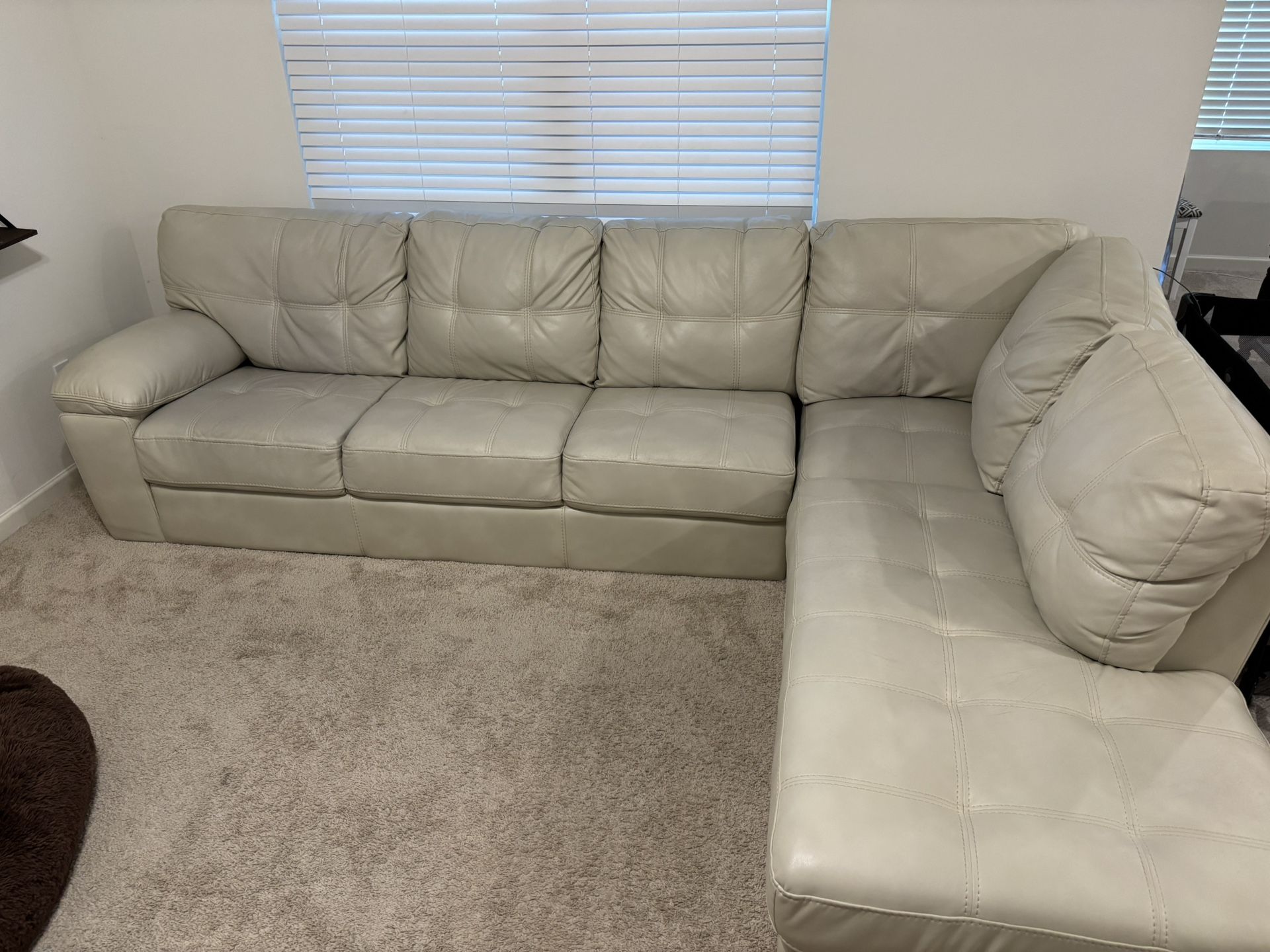 Cream Leather Couch
