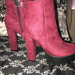 Burgundy Heel Booties