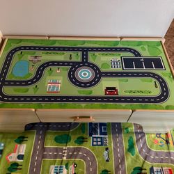 Kids Train Table with Reversible Top + Storage Drawer