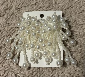 Pearl Cascade Statement Earrings - White