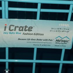 ALMOST NEW i-CRATE  1524BL METAL COLLASPABLE DOG OR CAT CARRIER/ CRATE