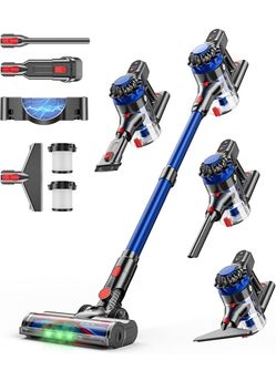 KARDV Cordless Vacuum Cleaner, 500 W/40 Kpa Home Vacuum Cleaner, 60-Minute Stick Vacuum Cleaner with LED Display, Anti-Tangle Charging and Wall Mounti