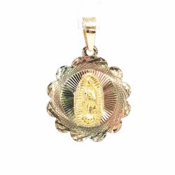 Men’s or Women’s 10k Tricolor Rose White Yellow Gold Our Lady of Guadalupe Diamond-Cut Pendant GP3130261