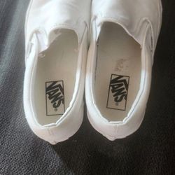White Slip On Van's 