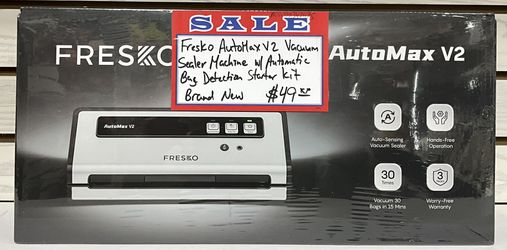 Fresko AutoMax V2 Vacuum Sealer Machine W/ Automatic Bag Detection Starter Kit Brand New