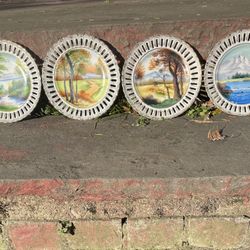 KasugaWare Reticulated Seasons Wall Plate Winter Spring Summer Fall Hanging