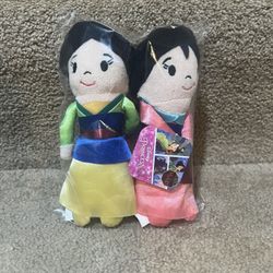 Disney Princess Mini lot of 2 Mulan 5.5" Plush Dolls New