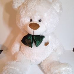 GIANT TEDDY BEAR CO. 22" White Plush Stuffed Animal Big Bow Tie Mended Heart