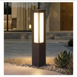 ☆ Solar Landscape Path Light, 32 Inches Modern Outdoor Bollard Lighting, Aluminum 3W 350LM Luxury LED Lights for Lawn, Patio, Courtyard and Driveway D