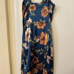 SHEIN Drape Neck Split Thigh Satin Dress