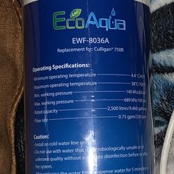 EcoAqua Refrigerator Water Filter (NEW, Sealed) – Culligan 750R Compatible