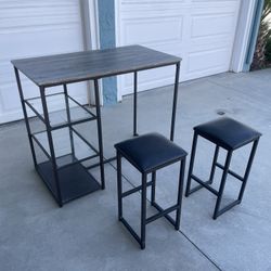 High Top Table w/ Two Stools & Shelving