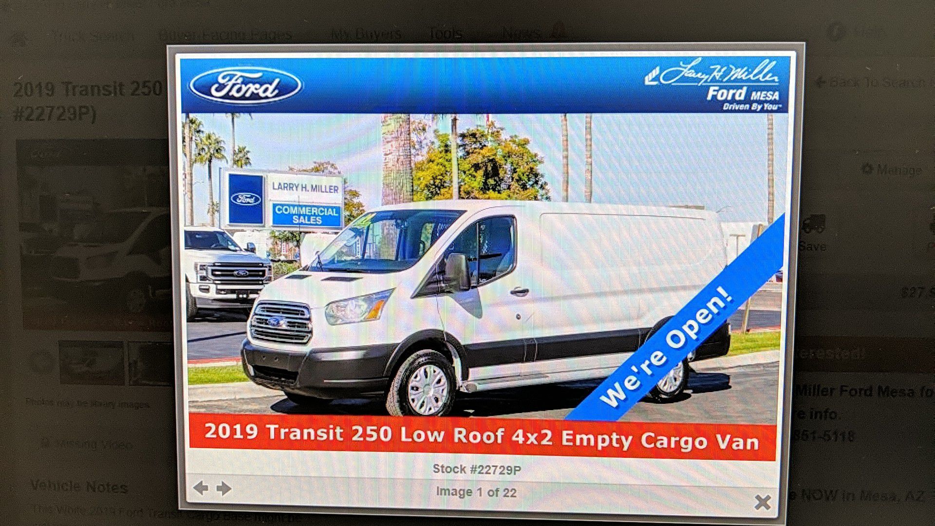 2019 Ford Transit 250 Low Roof 4x2, Empty Cargo Van