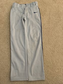 Youth Nike Gray Baseball Pants With Navy Piping-Medium