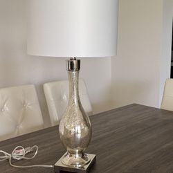 New! 32” Tall Mercury Glass Lamp With Shade