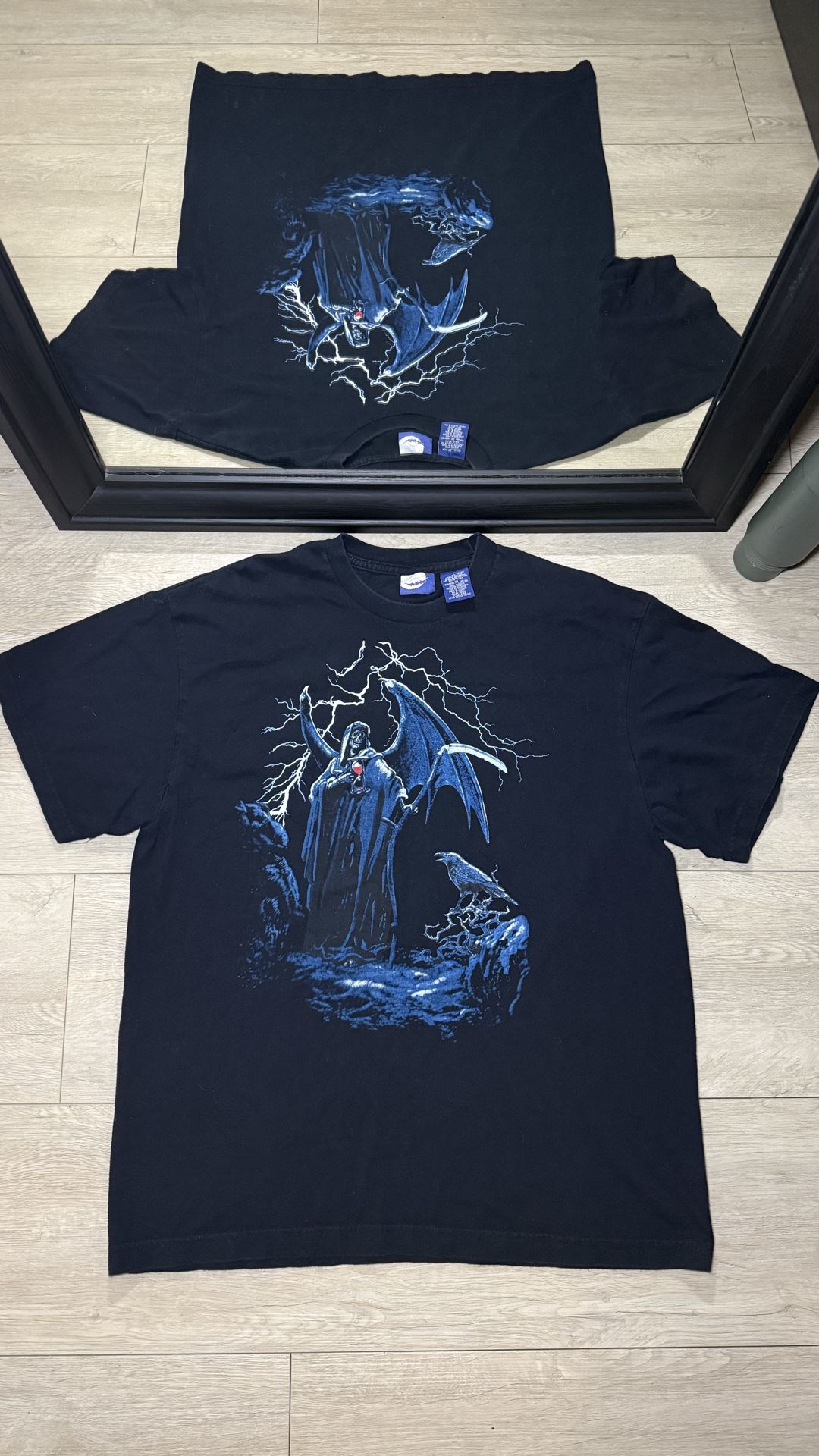 Y2K 2000s American Thunder Reaper & Gargoyle Lightning Shirt