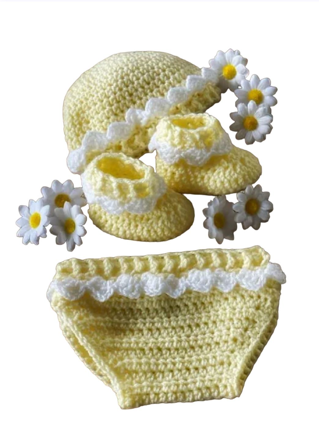 Spring Crocheted Diaper Cover 3 Piece Set 