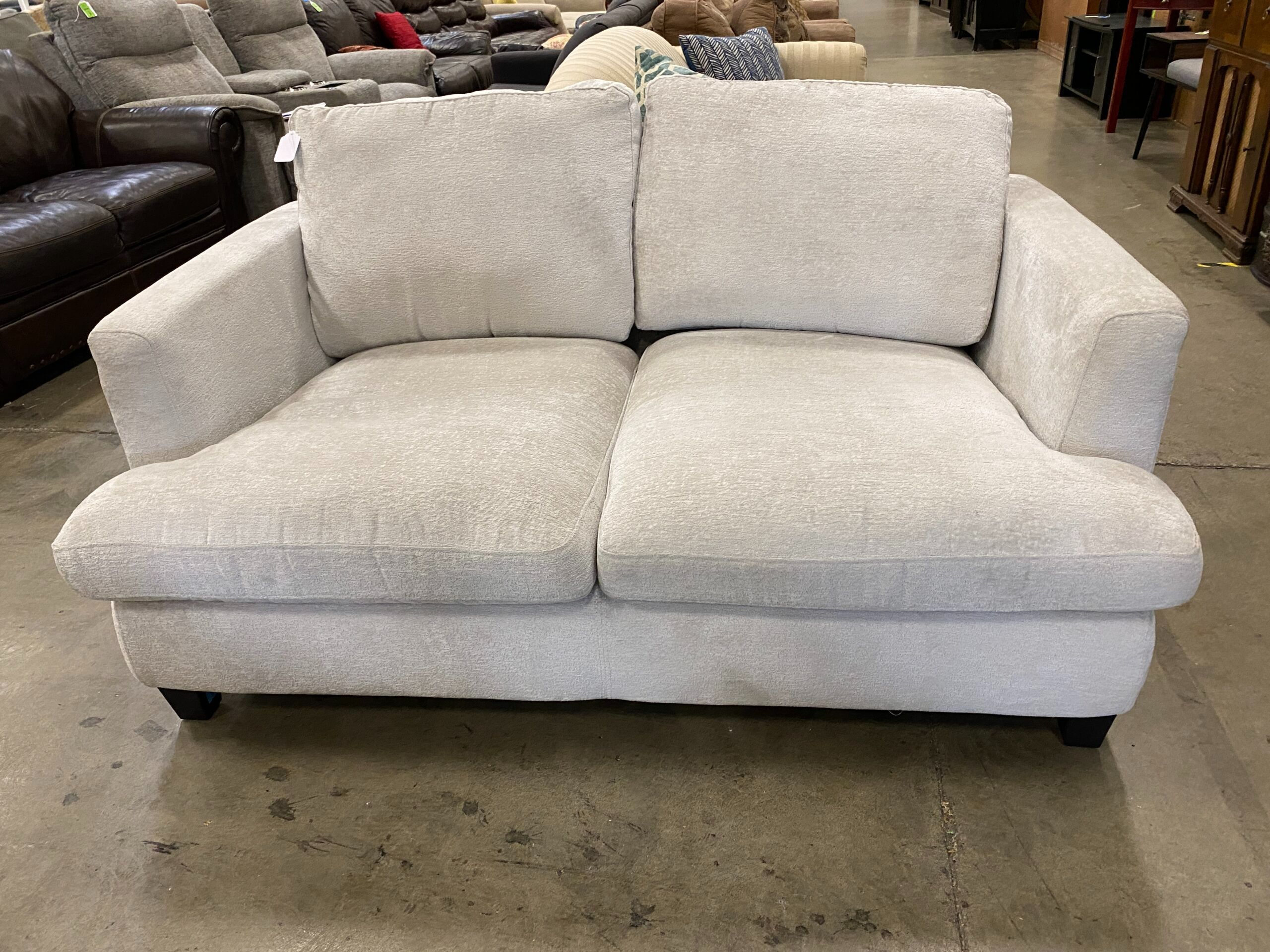 White Crushed Velvet Wide Loveseat