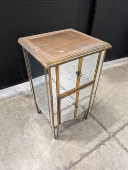 Distressed Gold Mirrored Accent Cabinet