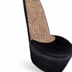 Y2K Bimbo Chic Velvet Black + Leopard Print Novelty Chair”
