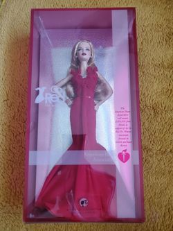 Go Red Barbie Heart Association Doll Pink Label