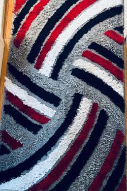 Striped Accent Rug - Red, Black, White & Grey