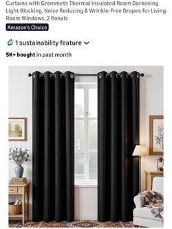 Blackout Curtains with Grommets, 2 Panels
