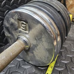 Bar Bell And Weights 35lbs Each Side Total Plus 2 Extra 25lbs