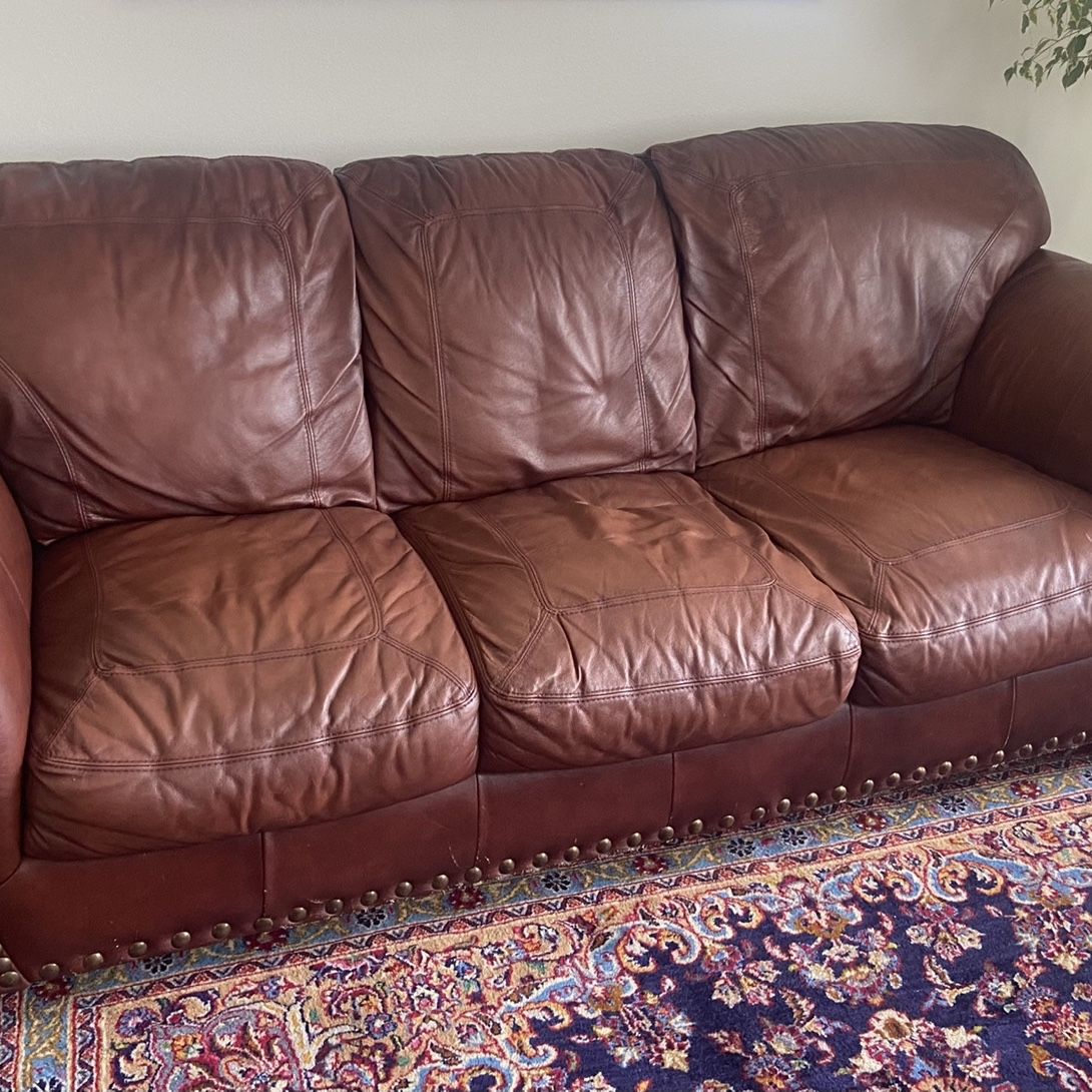 Leather Couch Set  w/Ottoman 