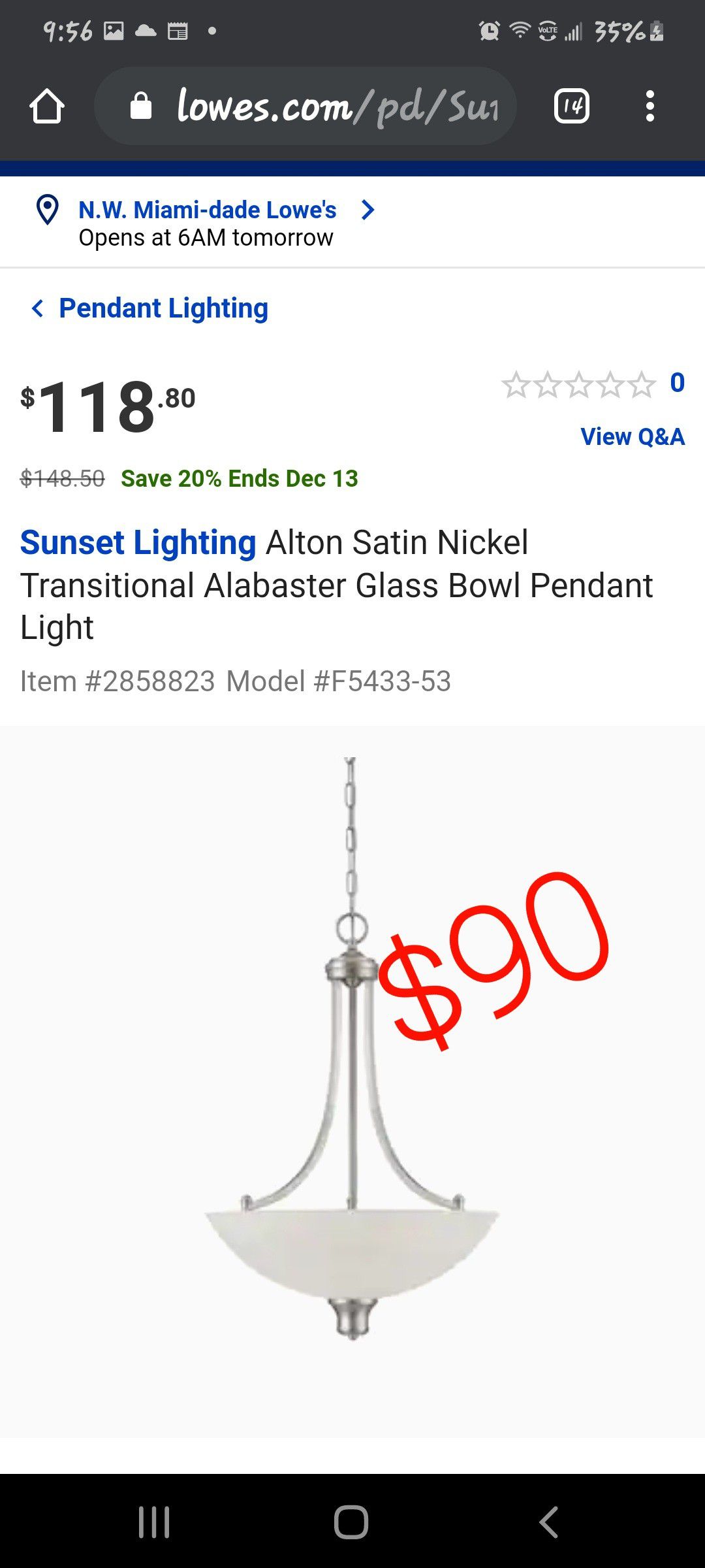 Glass Bowl Pendant Light