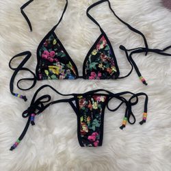 New one size floral bikini y2k festival rave outfit raver dancer swimsuit flower    