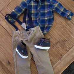 6-9 Months Cat & Jack Baby Boy Outfit & Shoes