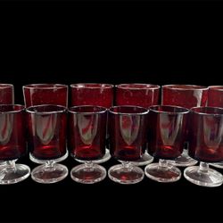 Set of 12 Luminarc Arcoroc Cavalier Of France Ruby Red (6 Cordial Glasses & 6 Goblets)