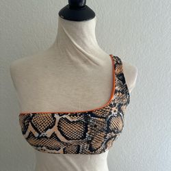 Reversible bikini top snake skin print/ orange