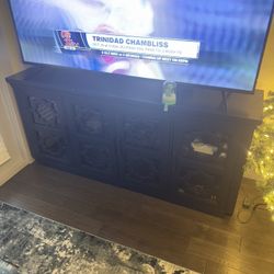 Blue Wooden TV Stand 