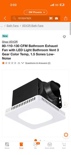 80-110-130 CFM Bathroom Exhaust Fan with LED Light Bathroom Vent 3 Gear Color Temp, 1.5 Sones Low-Noise