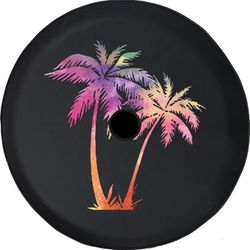 Palm Trees Tire Cover with Backup Camera Hole, Size 32 Inch