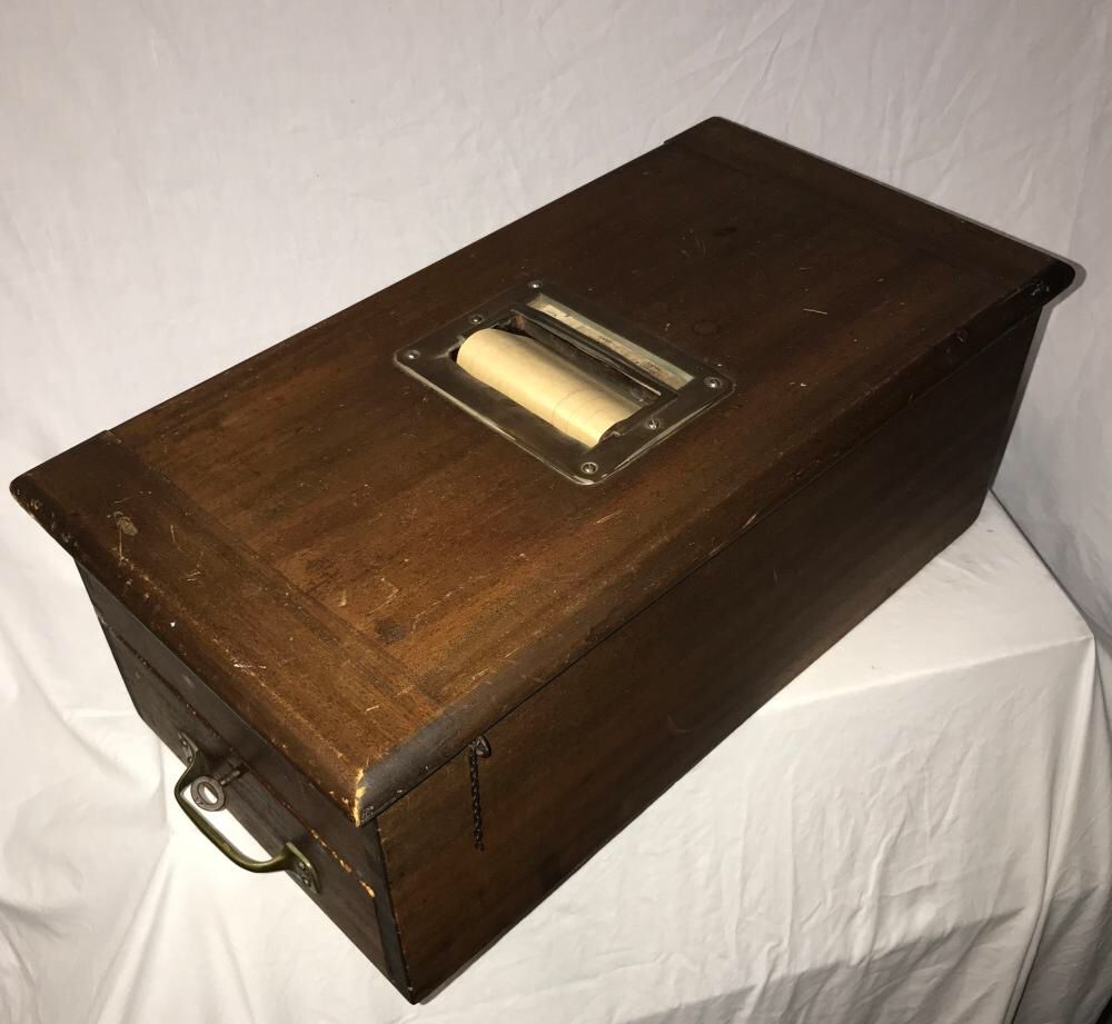 Antique 19th Century mahogany Cash Box -from England Branded ‘Mary Jervis”