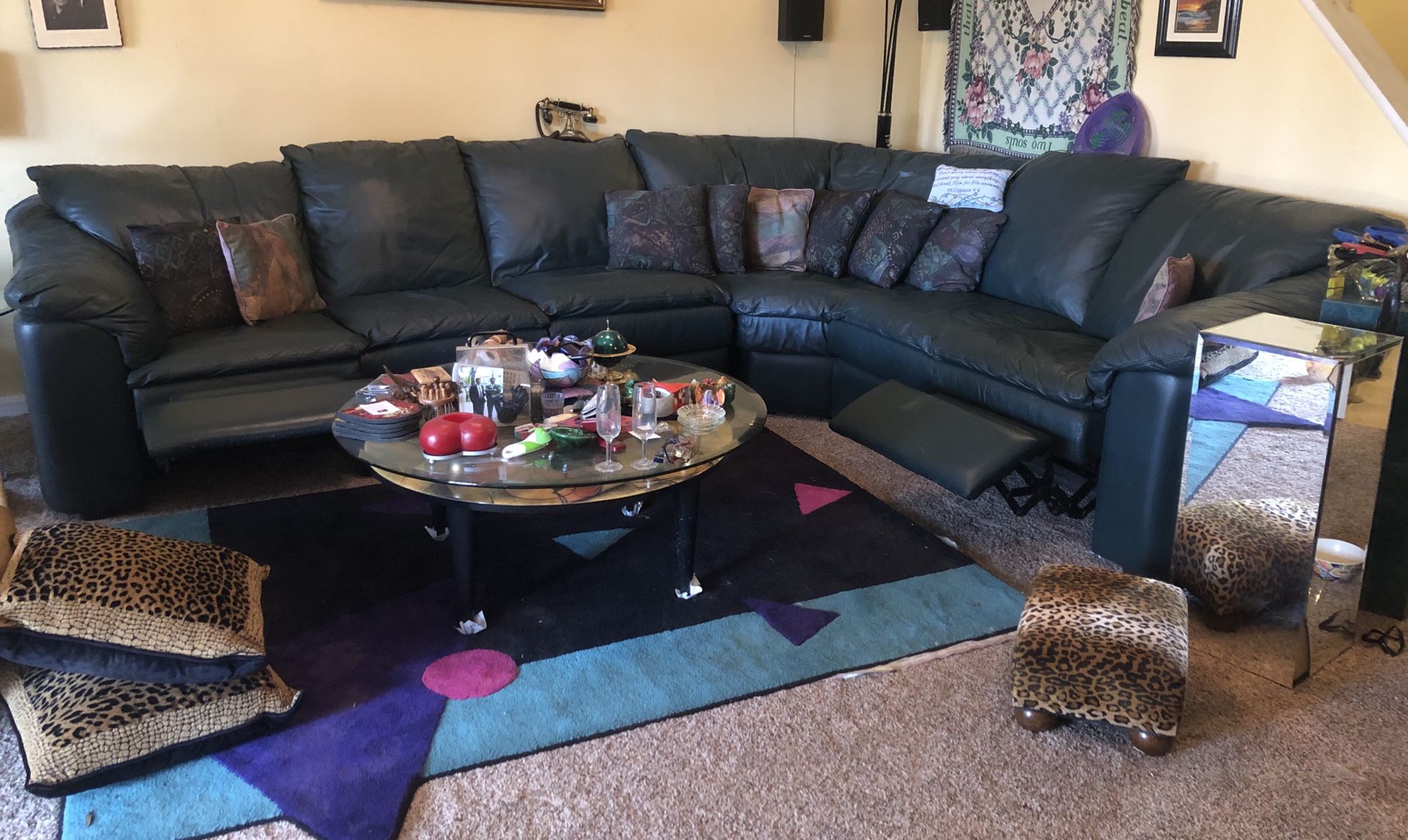 L-shaped sofa set with two recliners