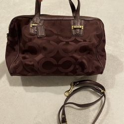 plum coach bag with crossbody strap