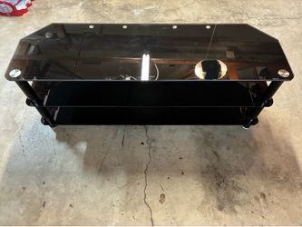 Gecko Brand - Black Tempered Glass TV Entertainment Console