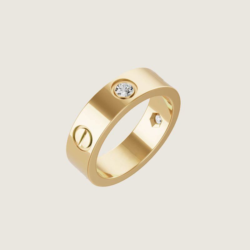 18K Gold Plated Stainless Steel Wide Half CZ Ring - Women's Holiday Gift