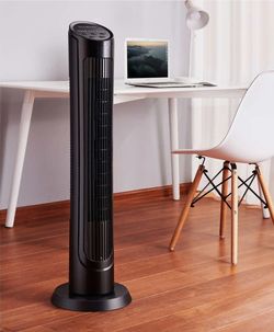 OmniBreeze, Oscillating Tower Fan w Multi Speed + Remote Control