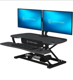 Power Pro Electric Height-Adjustable Desk Riser by VersaTables | USA Manufactured | Standing Desk Converter | Sit to Stand Desktop with Keyboard + Mou