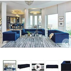 Modern Blue Couch  & Loveseat Set – Gently Used, Super Comfy!