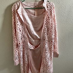 Light Pink Satin Dress With Jacket