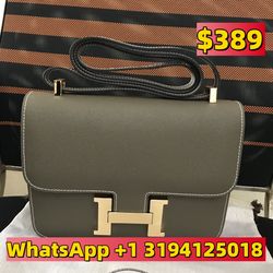 HERMES Gold Constance 24 of Evercolor Leather Shoulder Bag