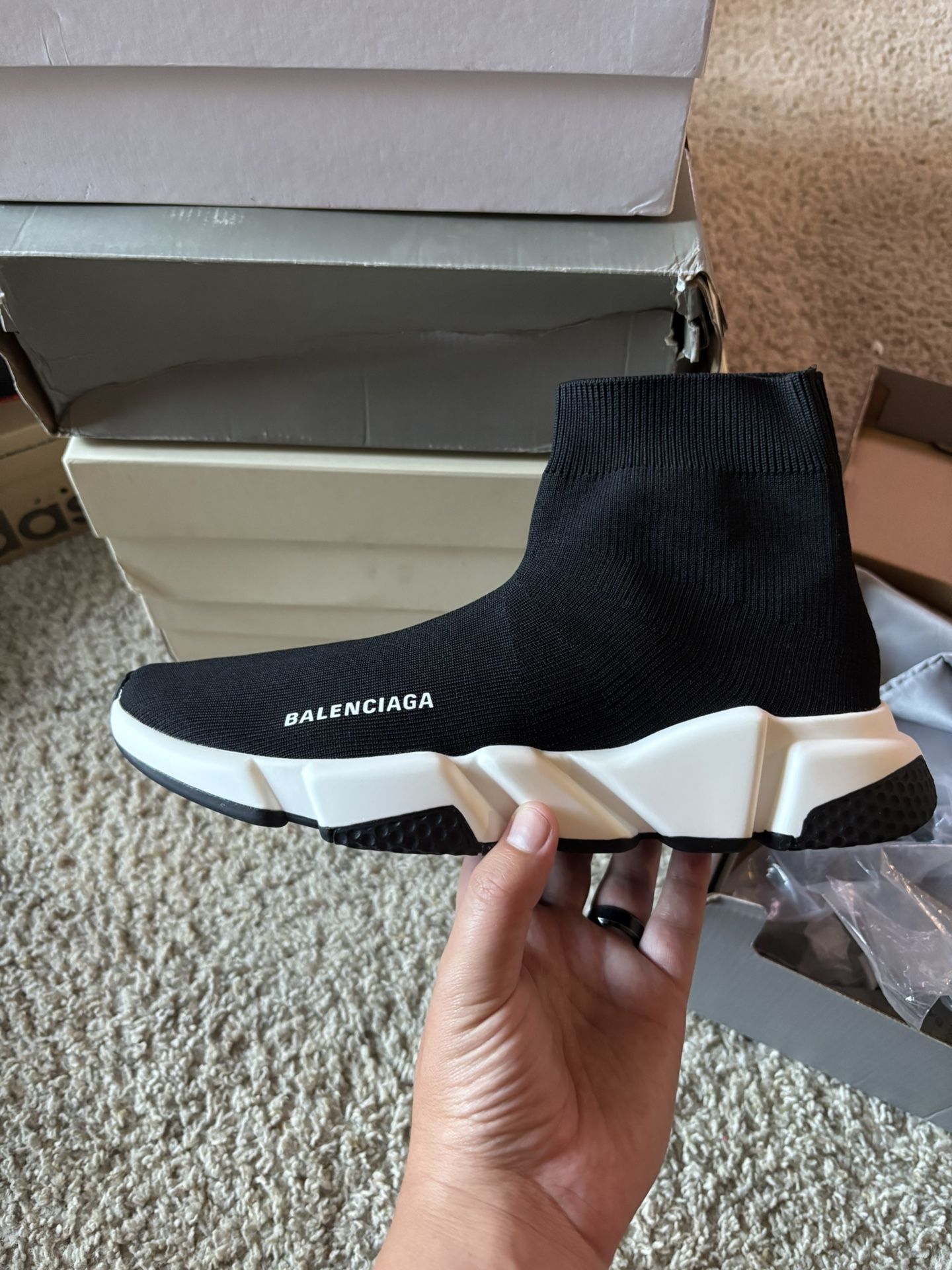 Balenciaga Sock Shoes Black And White Balenciaga Kids Speed LT