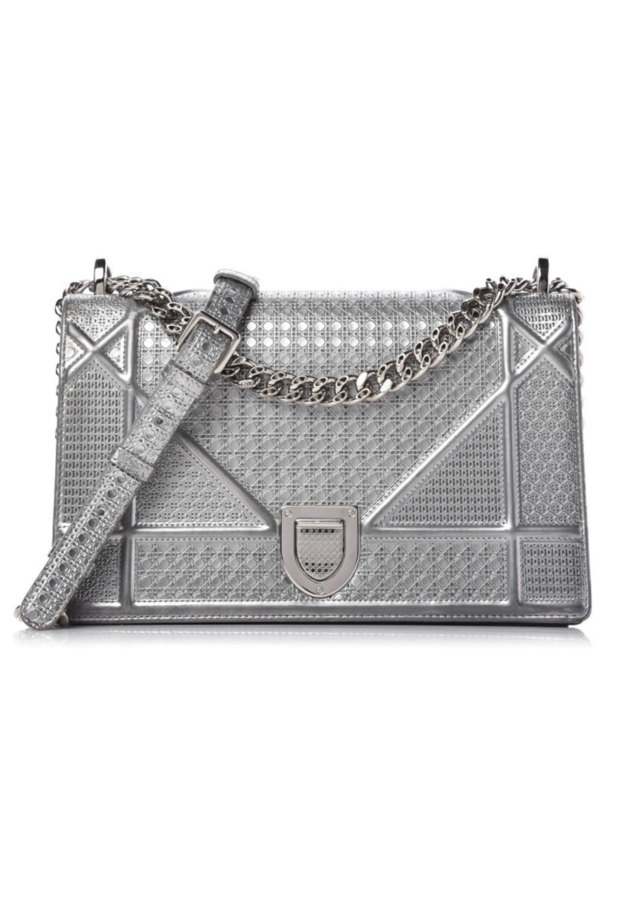 Christian Dior Diorama Silver Flap Shoulder Bag